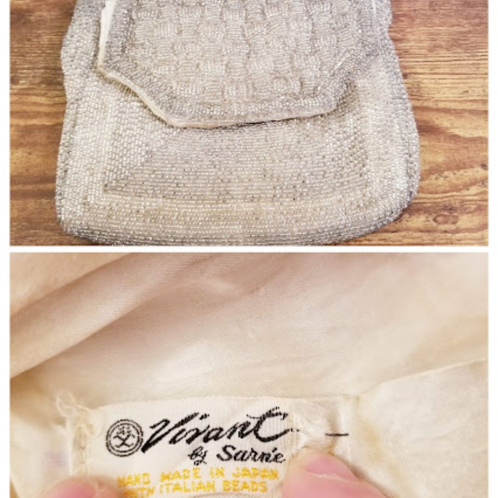 ❤️3 for $10 - 50's Vintage Vivant by Sarne Silver Beaded Handbag